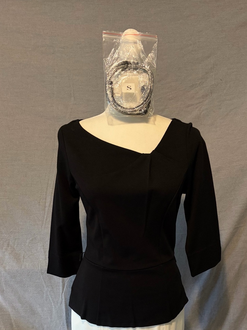 White House Black Market Black Asymmetric Peplum Top